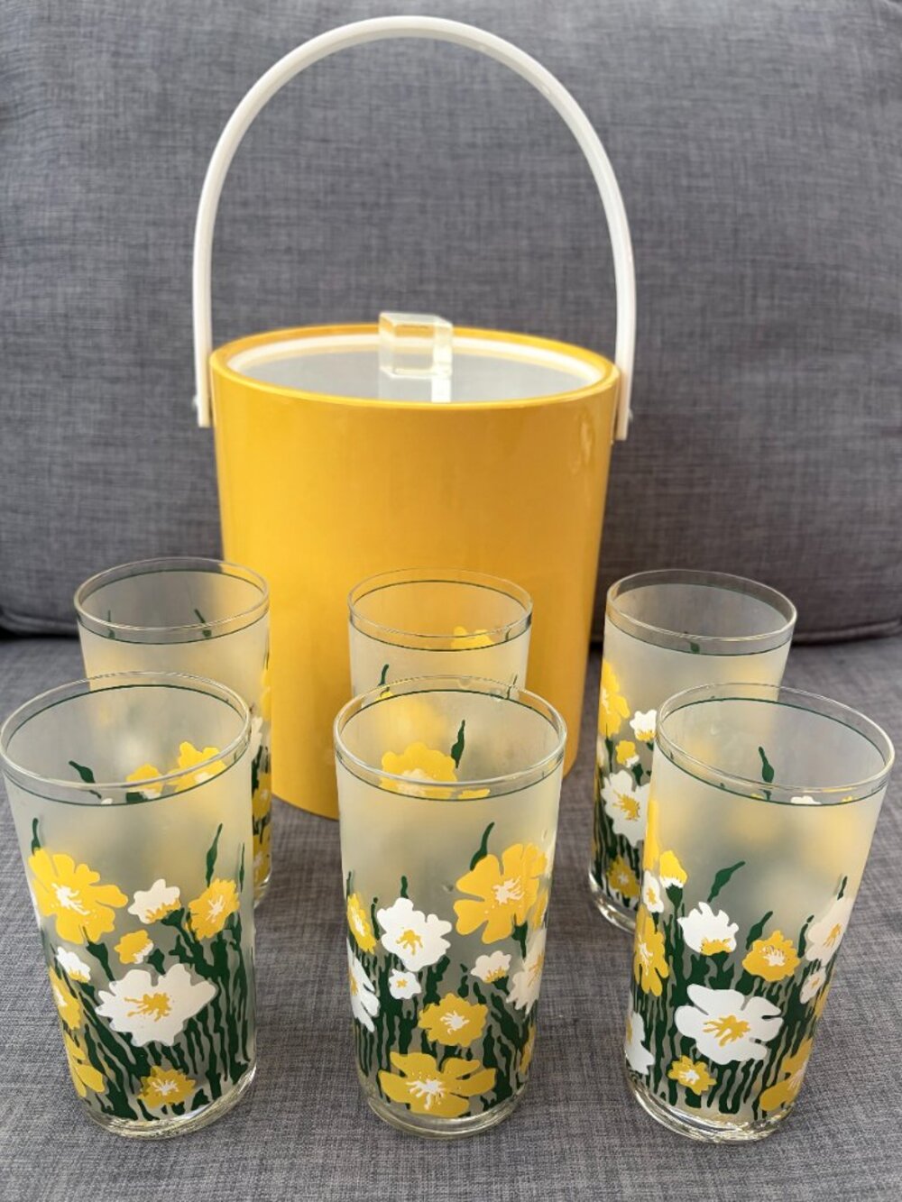 Culver Glasses Meadow Yellow Frosted Highball Bucket Brigade Ice Bucket Yellow